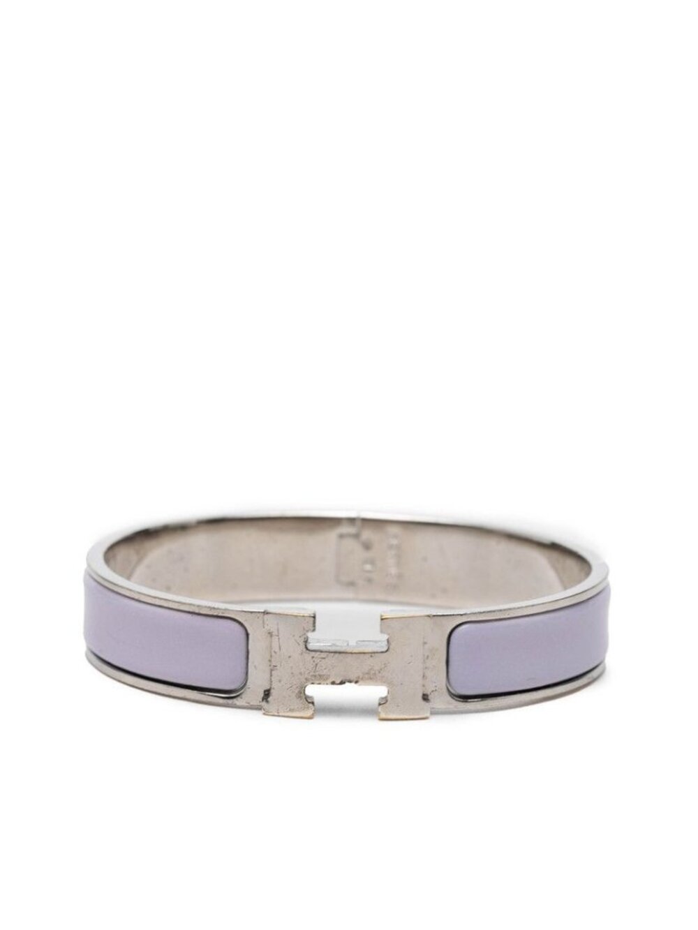 Hermes Clic Clac Bangle Silver Purple Metal Bracelet